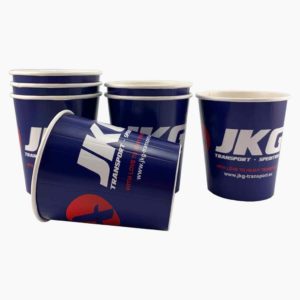 Gobelet en carton personnalisée, Custom printed paper cups, Kubki papierowe z nadrukiem indywidualnym, Pappbecher mit individuell bedruckt, Pappersmuggar med eden tryck.