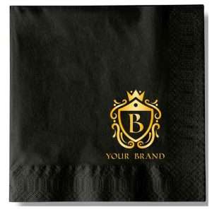 custom printed black paper napkins, serwetki z nadrukiem indywidualnym czarne